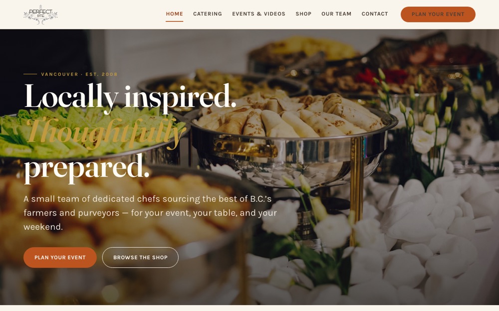 Screenshot of the The Perfect Bite website